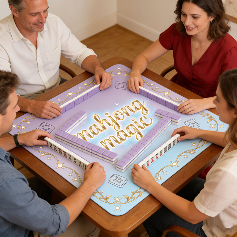 Personalized Mahjong Magic Mahjong Mat Custom Title Mahjong Mat Neoprene Game Surface Travel Portable Playing for Game Night