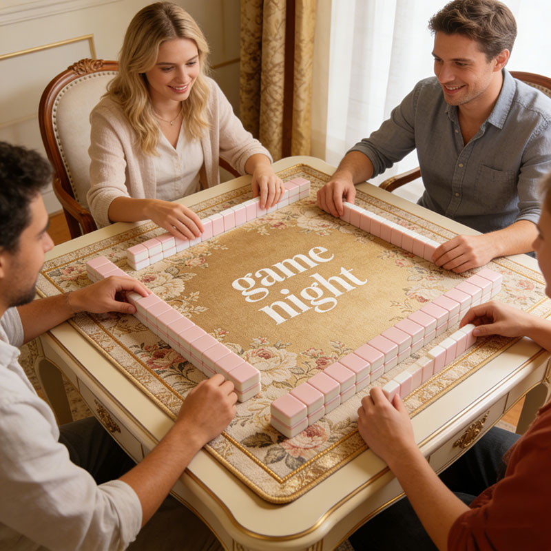Personalized Game Night Mahjong Mat Game Mat Custom Text Gift Neoprene Game Surface Travel Portable Playing for Game Night Holiday