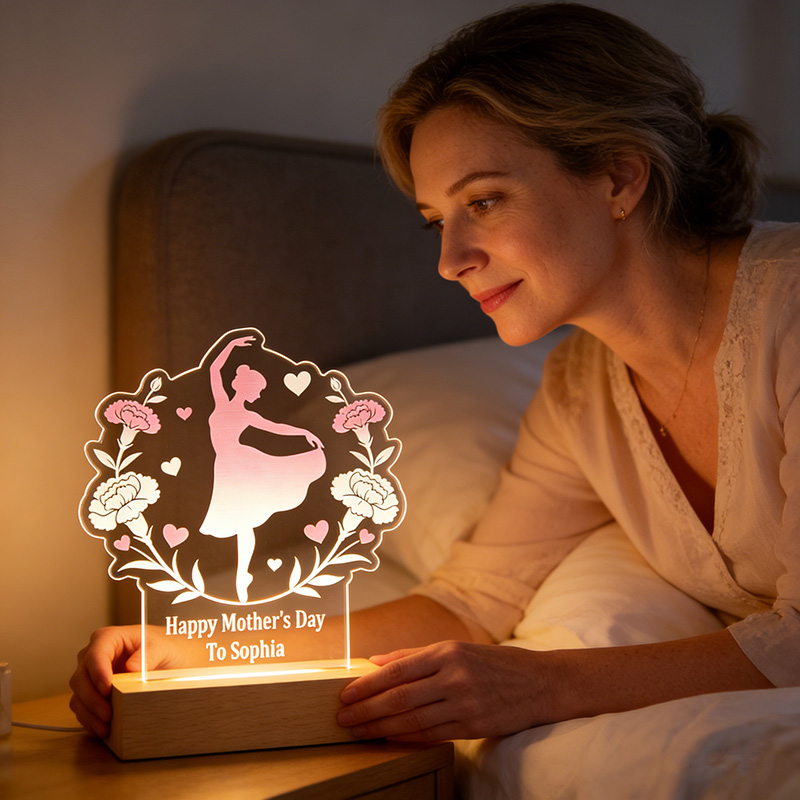 Personalized Mother's Day LED Night Light Custom Text for Mom for Dancers for Birthday Performance Mother Day