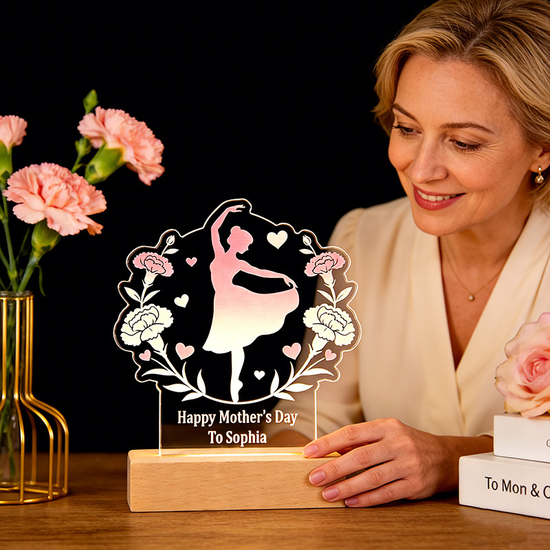 Personalized Mother's Day LED Night Light Custom Text for Mom for Dancers for Birthday Performance Mother Day