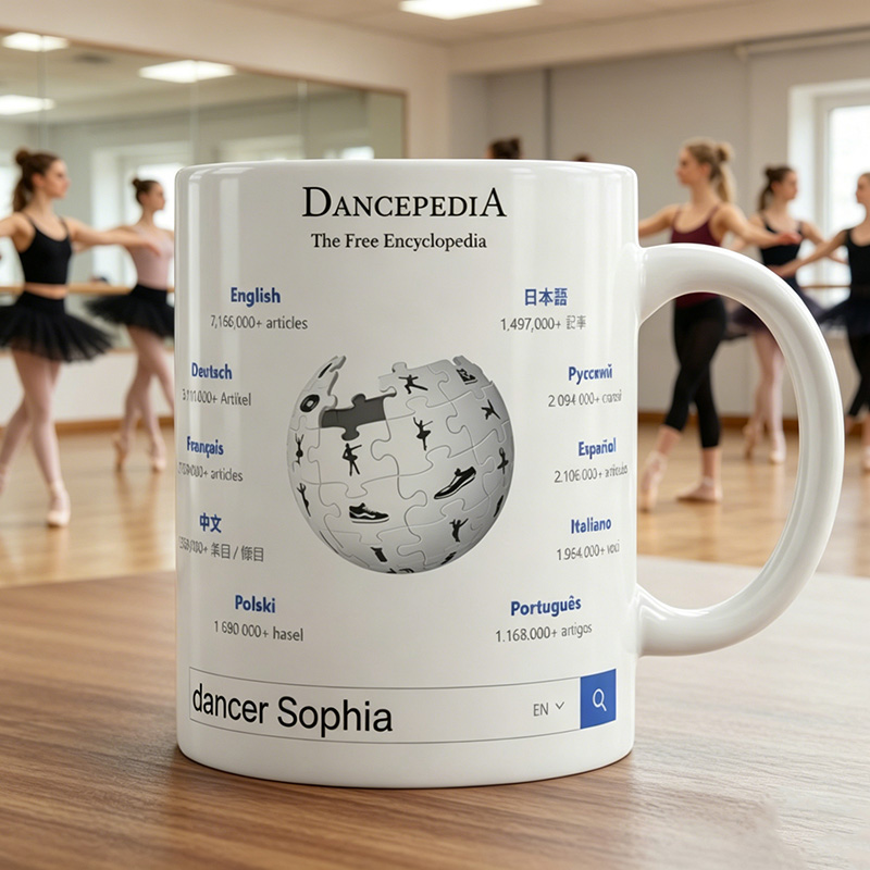 Personalized Wikipedia Dancepedia mug Custom with Text Gift for Dancers for Him Her