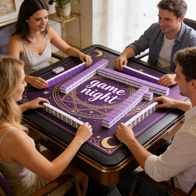 Personalized Magic Game Night Mahjong Mat Custom Title Mahjong Mat Neoprene Game Surface Travel Portable Playing