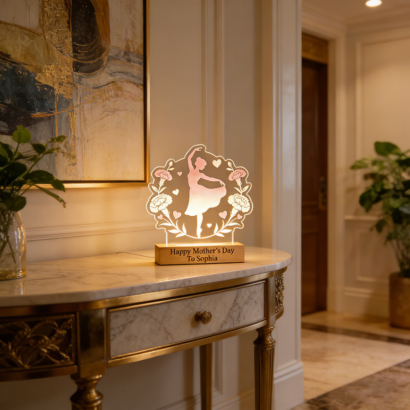 Personalized Mother's Day LED Night Light Custom Engraved Text and Photo for Mom for Dancers for Birthday Performance Mother Day