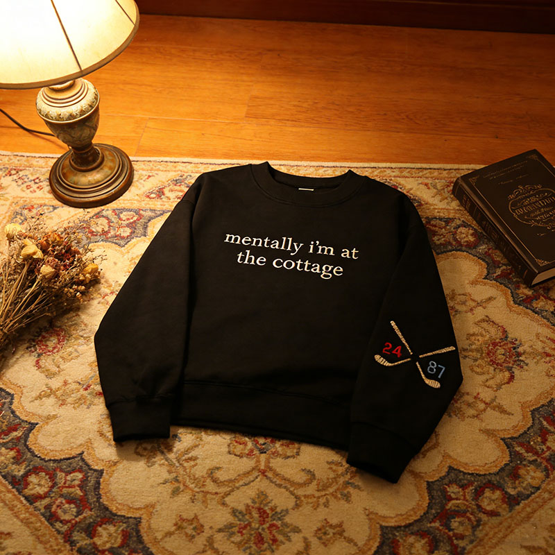 Personalized Mentally I’m at the Cottage Embroidered Sweatshirt Heated Movie Rivalry Hockey Romance LGBT Crewneck Cozy Fan Gift for TV Lovers Book Lovers