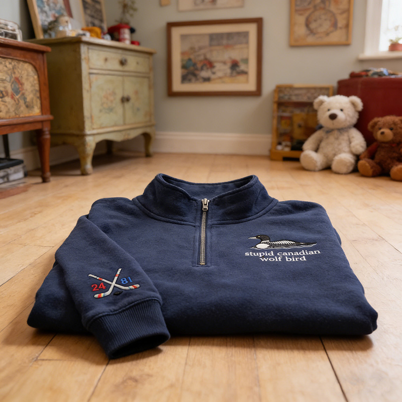Personalized Embroidered Heated Movie Rivalry Quarter-Zip Sweatshirt Stupid Canadian Wolf Bird Team Hollanov LGBT Hockey Fan Book Lovers TV Lovers Gift