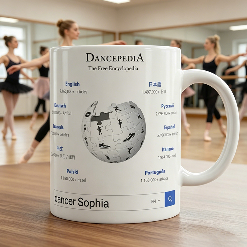 Personalized Wikipedia Dancepedia mug Custom with Text Gift for Dancers for Him Her