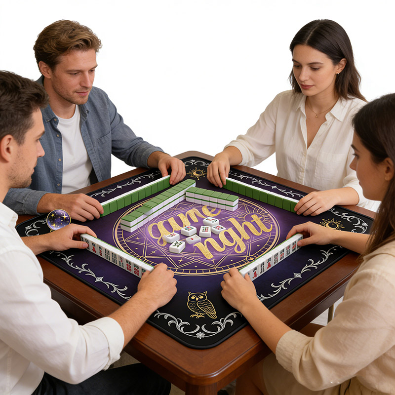Personalized Magic Game Night Mahjong Mat Game Mat Custom Title Gift Neoprene Game Surface Travel Portable Playing