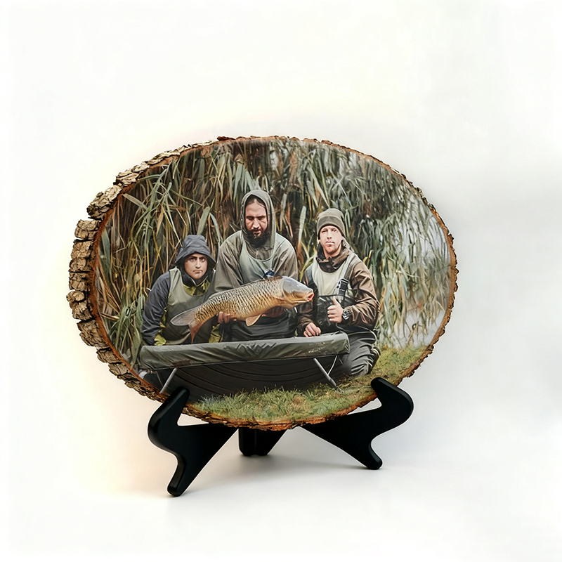 Personalized Fishing Photo Table Decor Natural Wood Decor for Fishing Memories Perfect Gift for Anglers and Nature Lovers