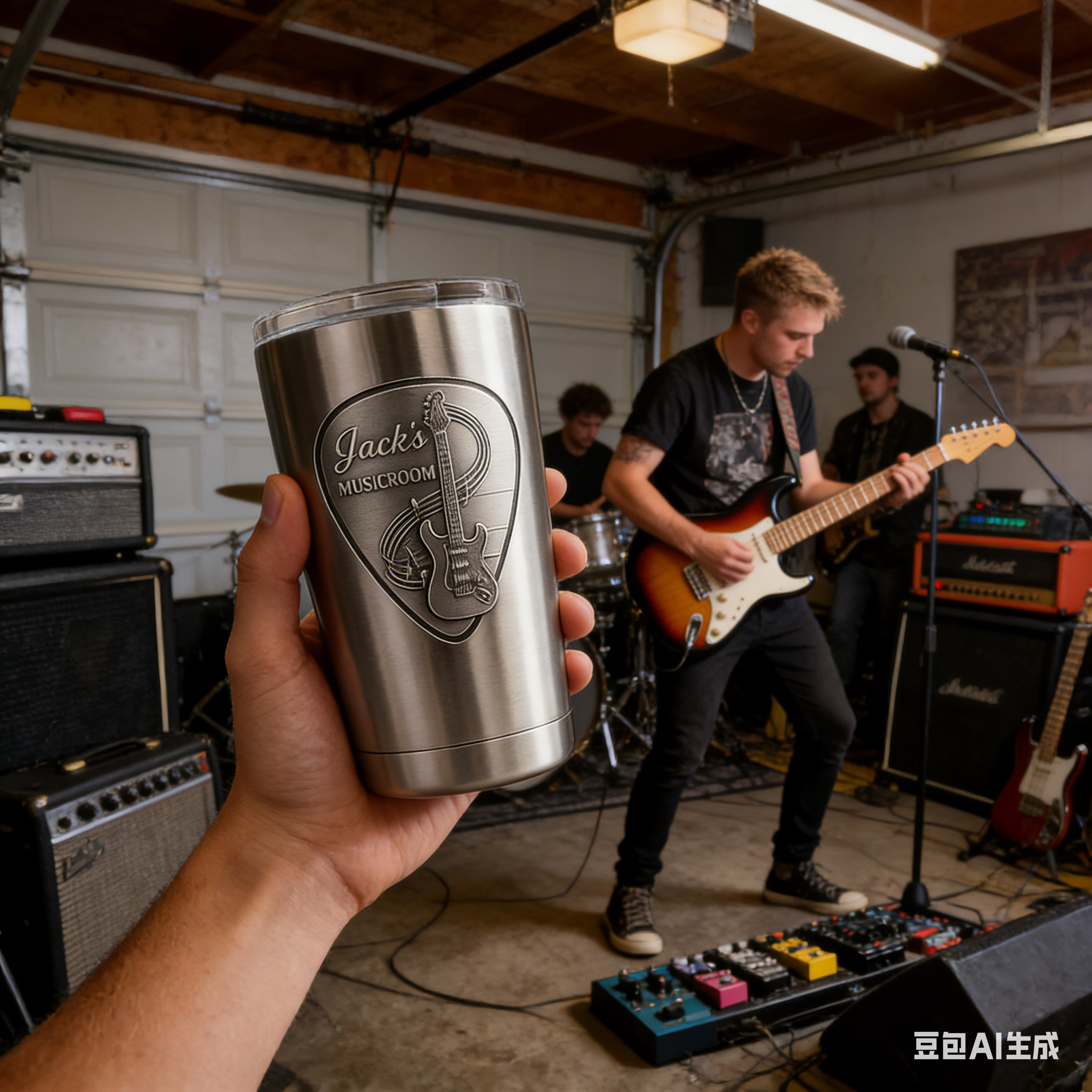 Personalized Guitar Pick Music Stainless Steel Tumbler Custom Text Gift for Guitarists Band Members Music Studio for Performances Birthdays Holiday Parties