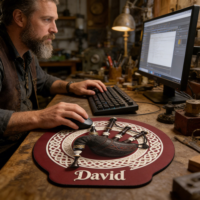 Personalized Bagpipe-Themed Mousepads Custom Work or Gaming Desk Mat Gift for Music Lover for Birthday Holiday