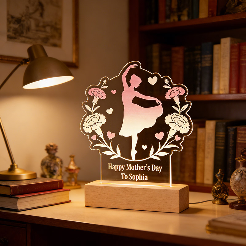 Personalized Mother's Day LED Night Light Custom Text for Mom for Dancers for Birthday Performance Mother Day