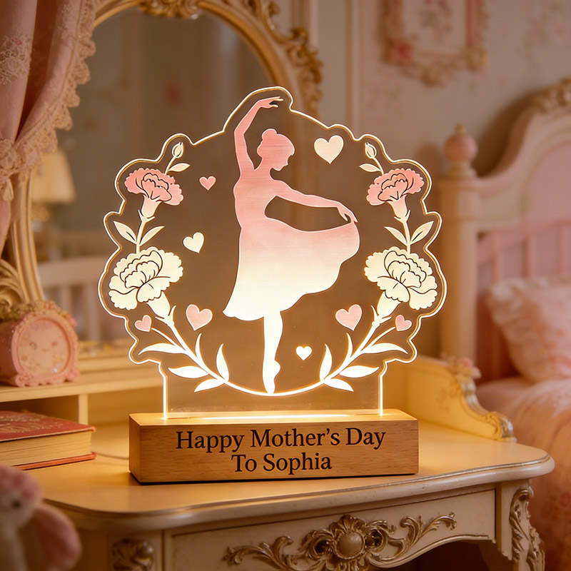 Personalized Mother's Day LED Night Light Custom Engraved Text and Photo for Mom for Dancers for Birthday Performance Mother Day