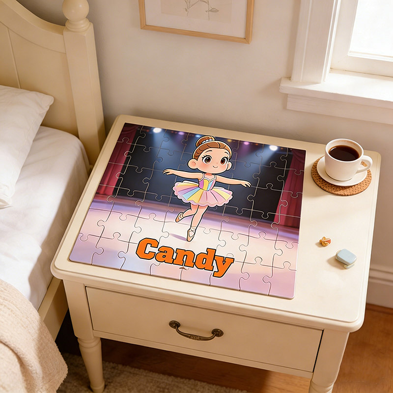Personalized Cartoon Comic Style Ballet Girl Puzzles Custom with Photos and Names Perfect Gift for Kids and Ballet Dancers