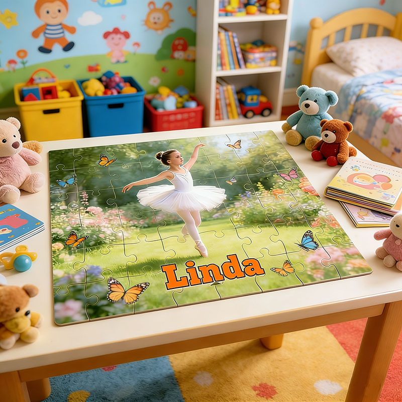 Personalized Ballet Girl Puzzles Custom with Photos and Names Perfect Gift for Kids and Ballet Dancers
