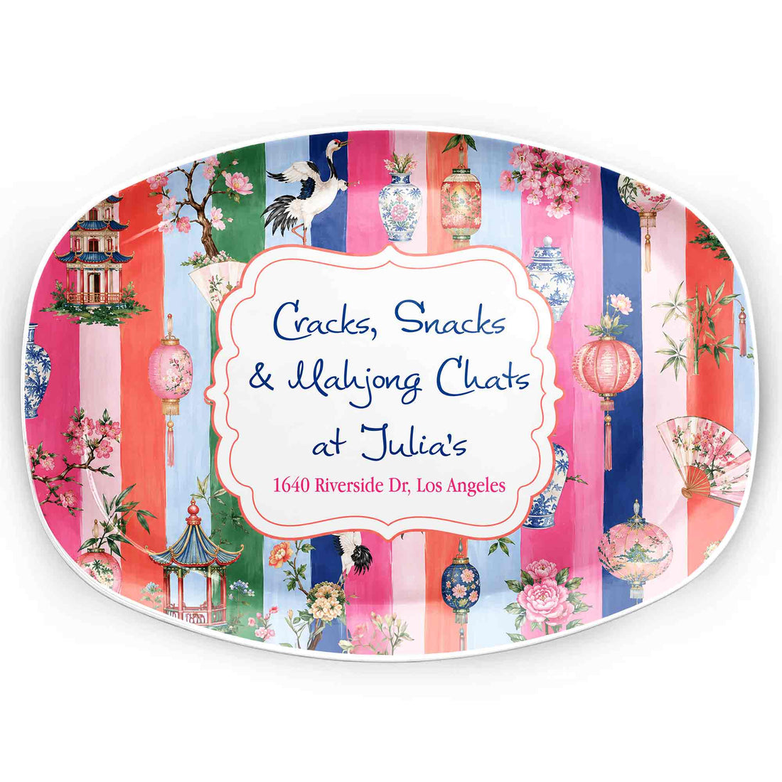 Personalized Mahjong Custom Plate Cracks Snacks & Mahjong Chats Gift For Bestie