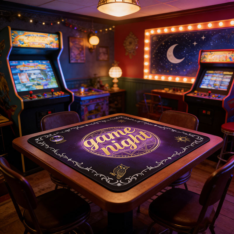 Personalized Magic Game Night Mahjong Mat Game Mat Custom Title Gift Neoprene Game Surface Travel Portable Playing