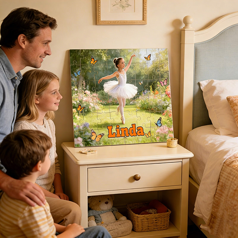 Personalized Ballet Girl Puzzles Custom with Photos and Names Perfect Gift for Kids and Ballet Dancers