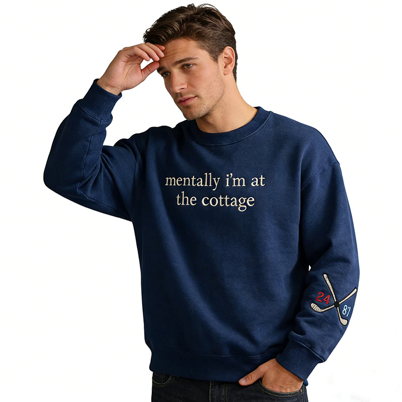 Personalized Mentally I’m at the Cottage Embroidered Sweatshirt Heated Movie Rivalry Hockey Romance LGBT Crewneck Cozy Fan Gift for TV Lovers Book Lovers