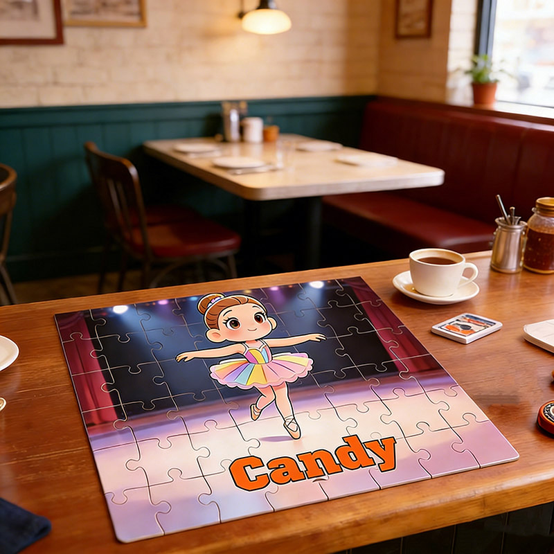 Personalized Cartoon Comic Style Ballet Girl Puzzles Custom with Photos and Names Perfect Gift for Kids and Ballet Dancers