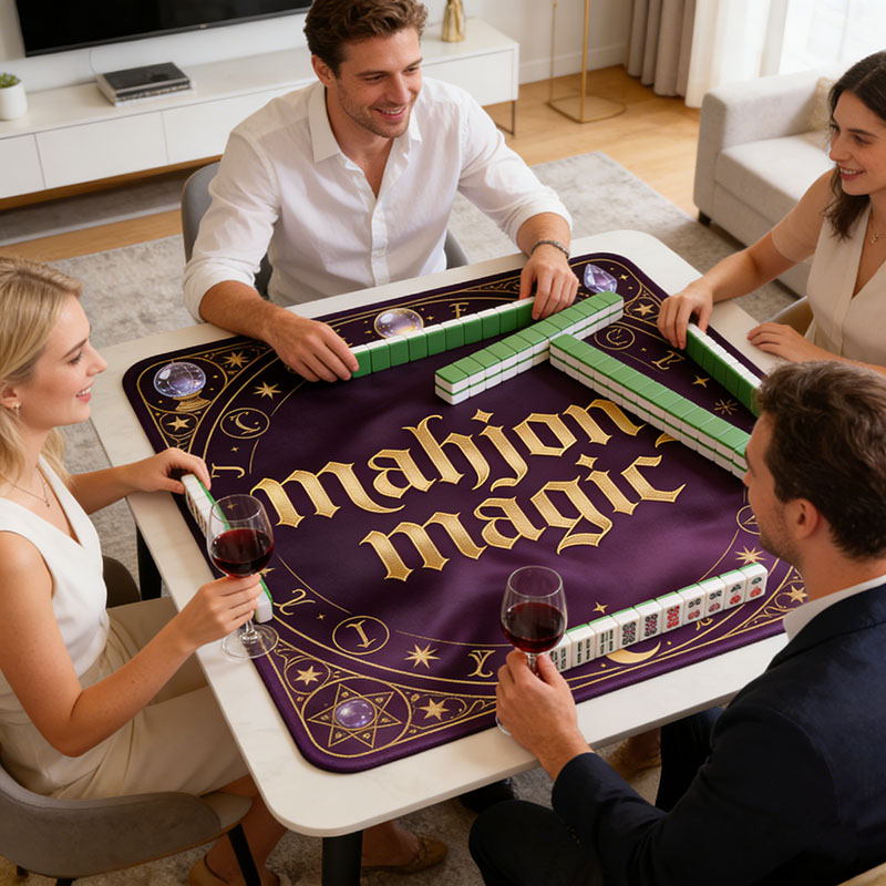 Personalized Mahjong Magic Mahjong Mat Custom Text Gift Neoprene Game Surface Travel Portable Playing for Game Night