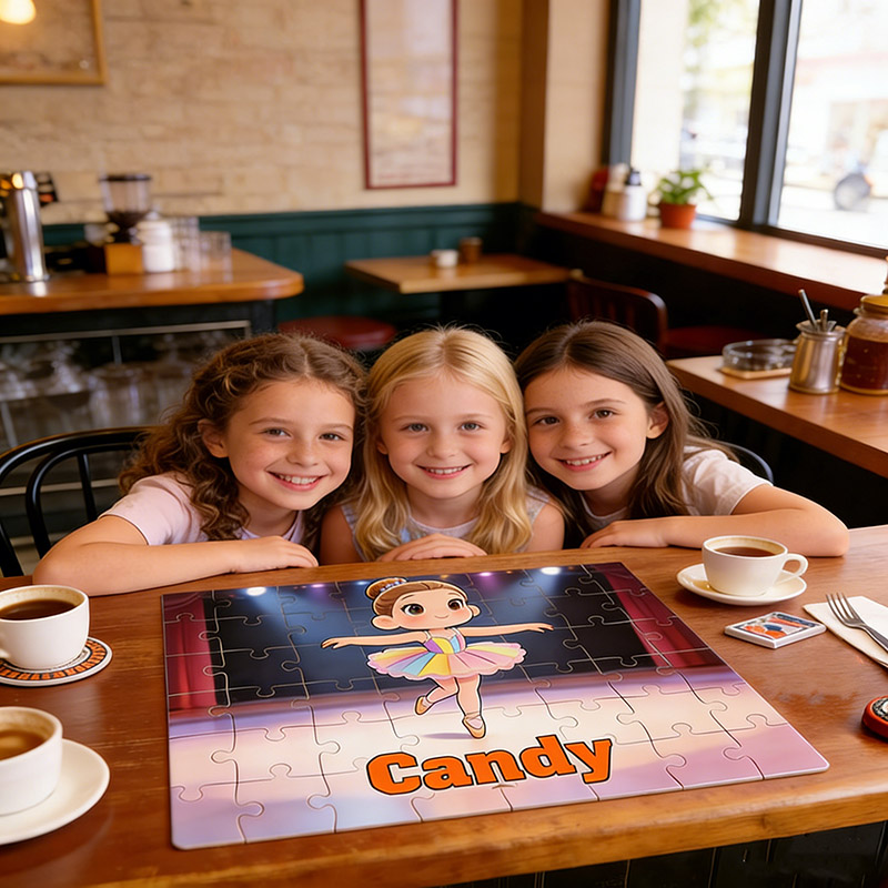 Personalized Cartoon Comic Style Ballet Girl Puzzles Custom with Photos and Names Perfect Gift for Kids and Ballet Dancers