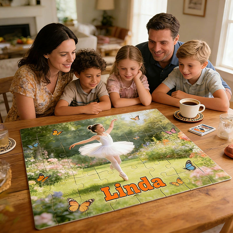Personalized Ballet Girl Puzzles Custom with Photos and Names Perfect Gift for Kids and Ballet Dancers