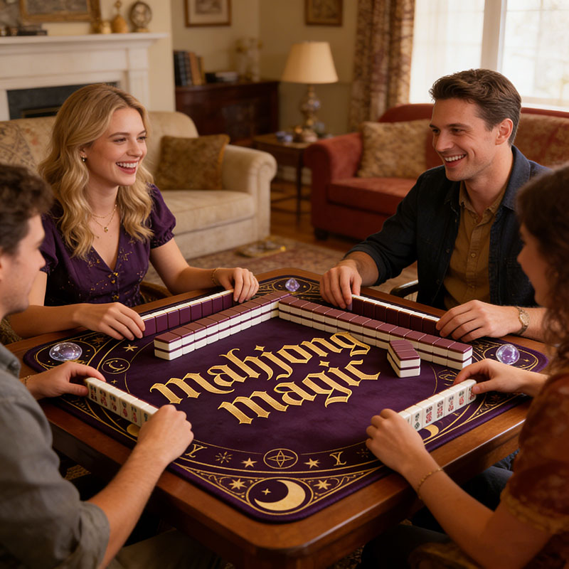 Personalized Mahjong Magic Mahjong Mat Custom Text Gift Neoprene Game Surface Travel Portable Playing for Game Night