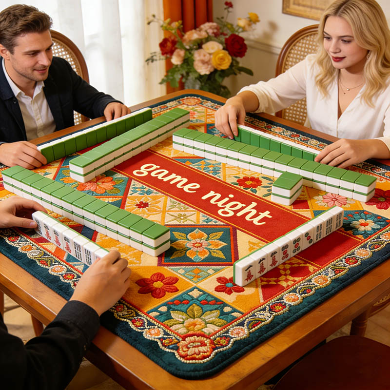 Personalized Retro Game Night Mahjong Mat Game Mat Custom Text Gift Neoprene Game Surface Travel Portable Playing for Game Night Holiday