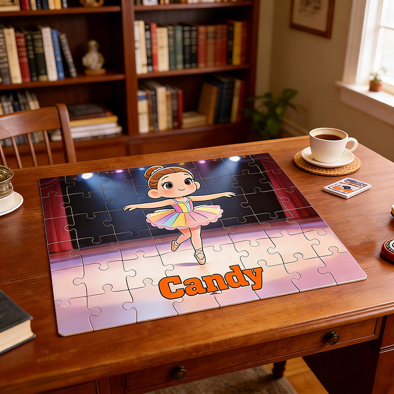 Personalized Cartoon Comic Style Ballet Girl Puzzles Custom with Photos and Names Perfect Gift for Kids and Ballet Dancers