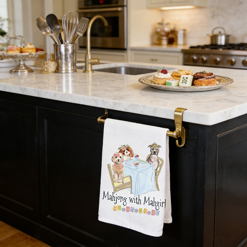 Personalized Mahjong with Mahgirls Dog Tea Towel for Mahjong Lovers for Dog Mom