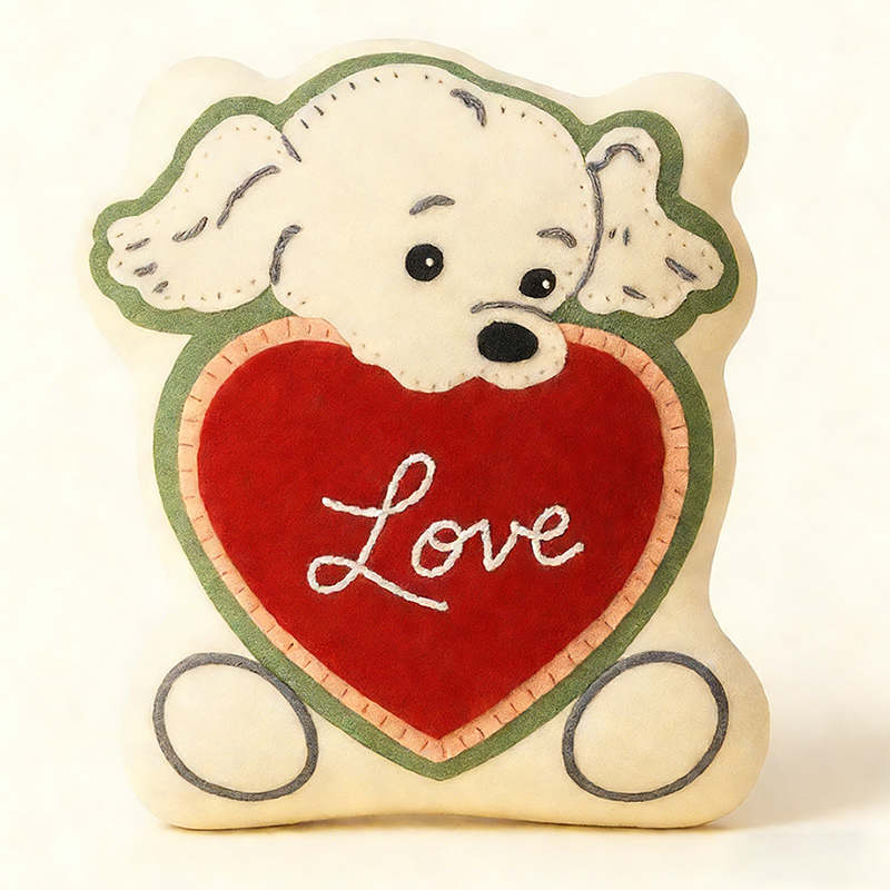 Personalized Cute Dog Throw Pillow Plush Heart Cushion Decorative Gift for Kids Couples and Pet Lovers