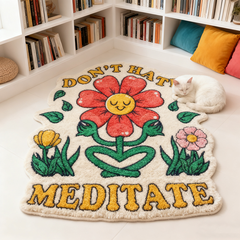 Personalized Yoga Rug Meditate Yoga Rug Unique Flower Design Soft Carpet for Meditation Yoga Spaces and Relaxation Perfect Home Decor Gift