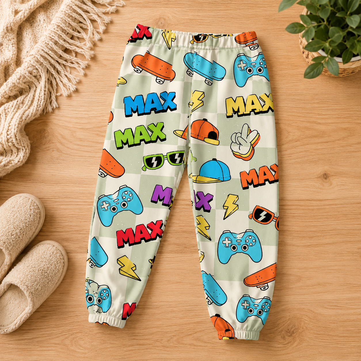 Personalized Colorful Cartoon Cars Trucks Vehicles Boys Elastic Waist Toddler Kids Casual Play Sweatpants Design