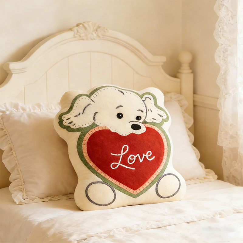 Personalized Cute Dog Throw Pillow Plush Heart Cushion Decorative Gift for Kids Couples and Pet Lovers