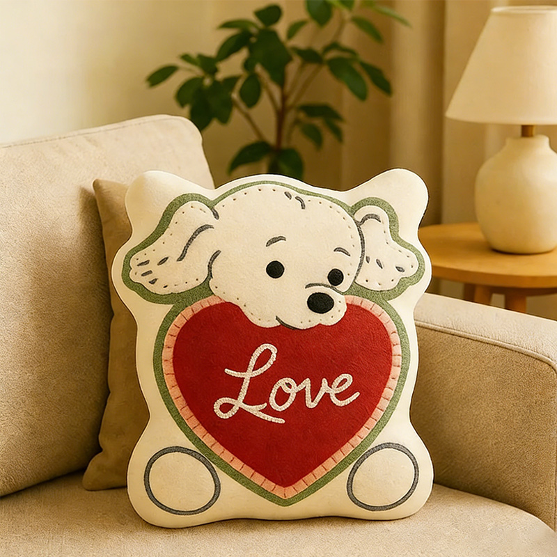 Personalized Cute Dog Throw Pillow Plush Heart Cushion Decorative Gift for Kids Couples and Pet Lovers