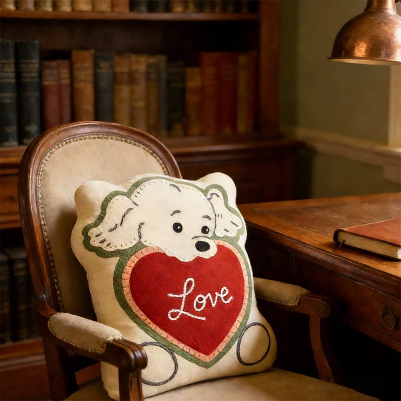 Personalized Cute Dog Throw Pillow Plush Heart Cushion Decorative Gift for Kids Couples and Pet Lovers