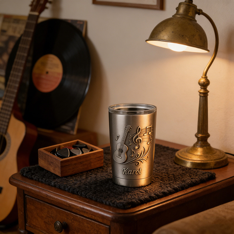 Personalized Guitar Music Stainless Steel Tumbler Custom Name Gift for Guitarists Band Members Music Lovers for Performances Birthdays Holiday Parties