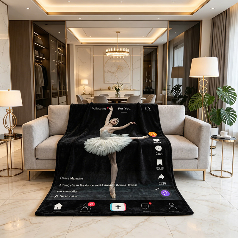 Personalized TikTok Social Media Ballet Girl Soft Blanket Custom with Photo Name and Text Gift for Home decor Birthdays and Performances for Dancers Suitable for All Dance Styles or Hobbies