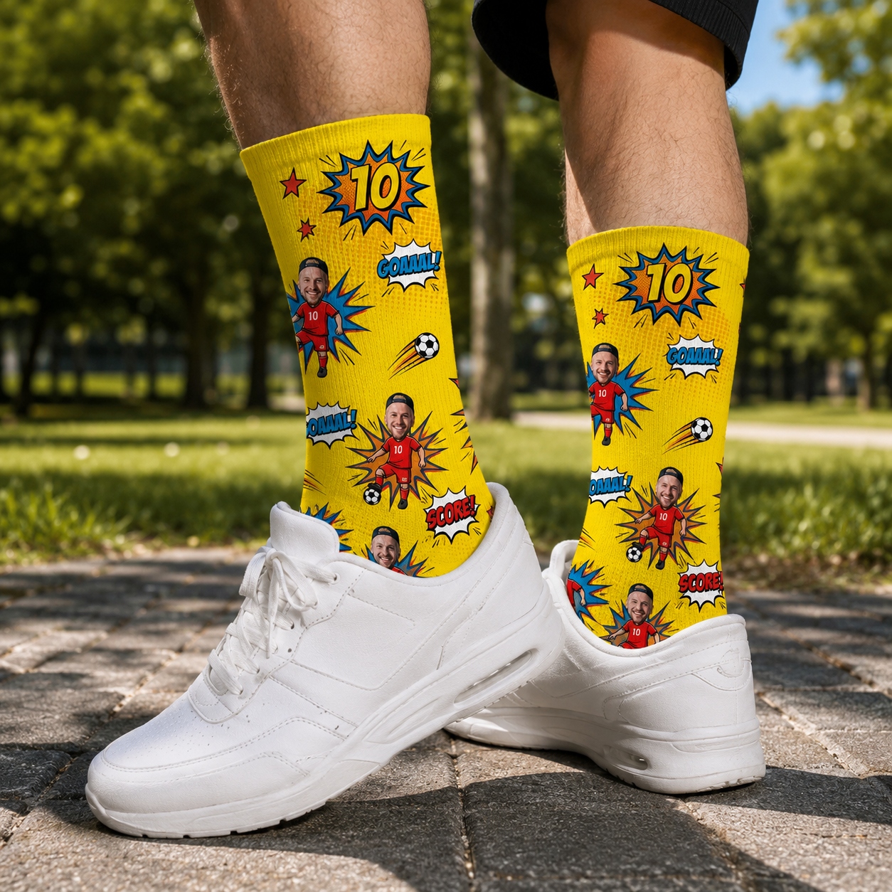 Personalized Face Soccer Socks Custom Photo and Number Soccer Crew Socks Sports Fan Gift