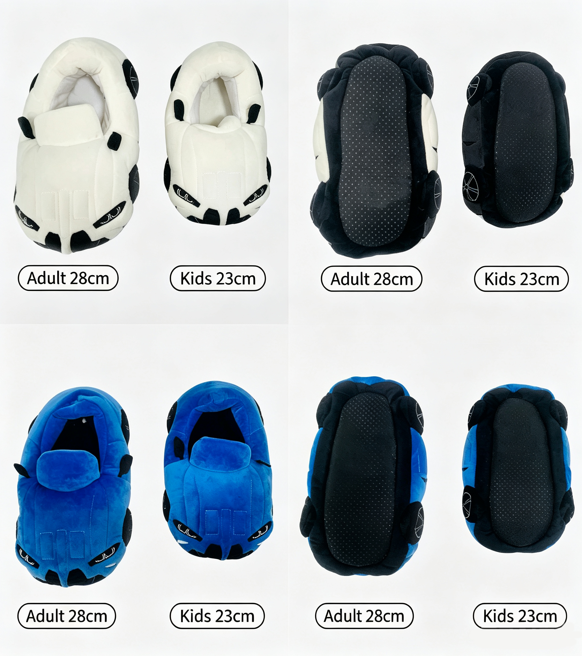 3D Sports Car Plush Slippers, Adult & Kids Sizes, Cute Racing Car Indoor Warm Non-Slip House Slippers