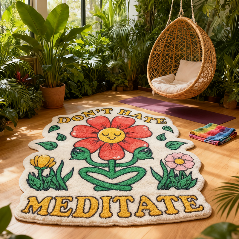Personalized Yoga Rug Meditate Yoga Rug Unique Flower Design Soft Carpet for Meditation Yoga Spaces and Relaxation Perfect Home Decor Gift