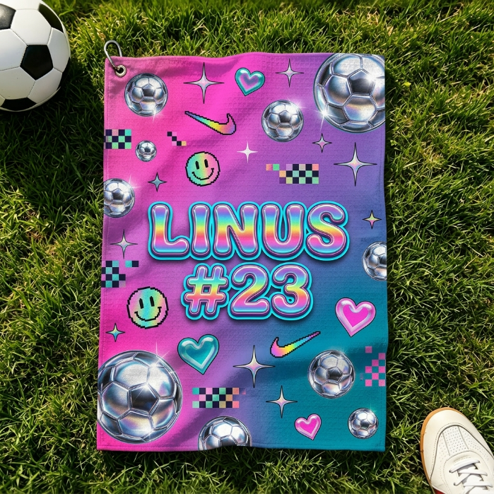 Personalized Y2K Holographic Soccer Towel Custom Name Number Soccer Sports Towel