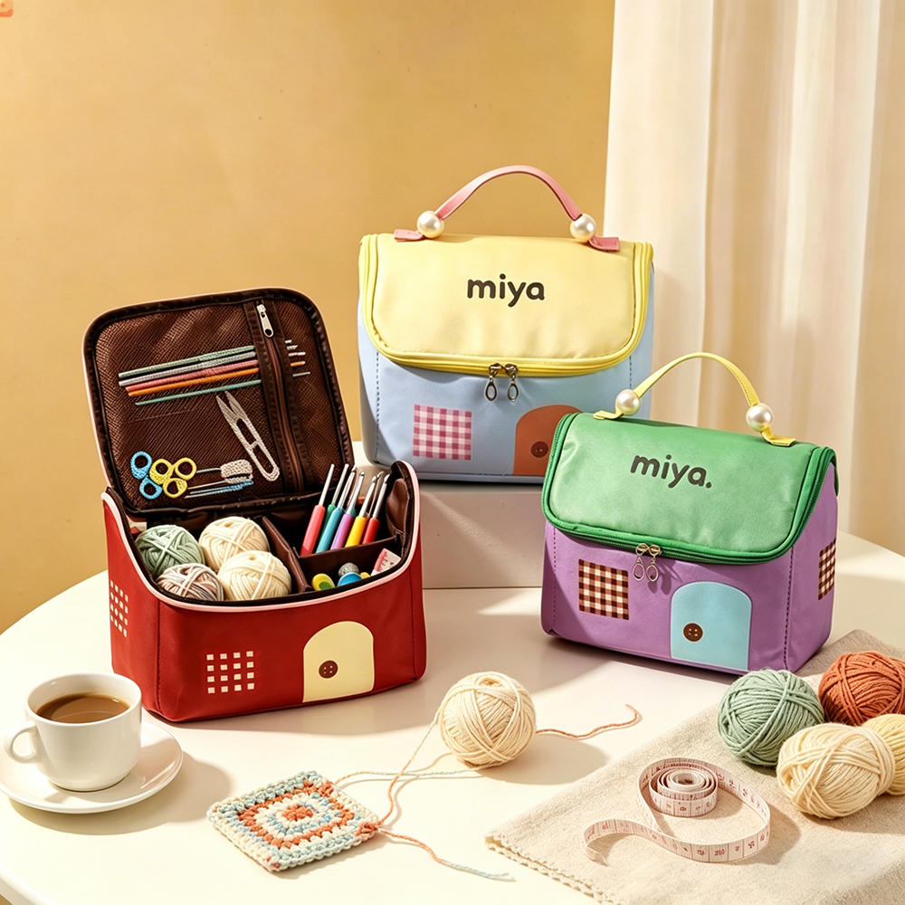  Personalized Handmade Large Capacity Waterproof Crochet Hook Organizer Bag Portable Multi Functional Storage for Yarn Lovers