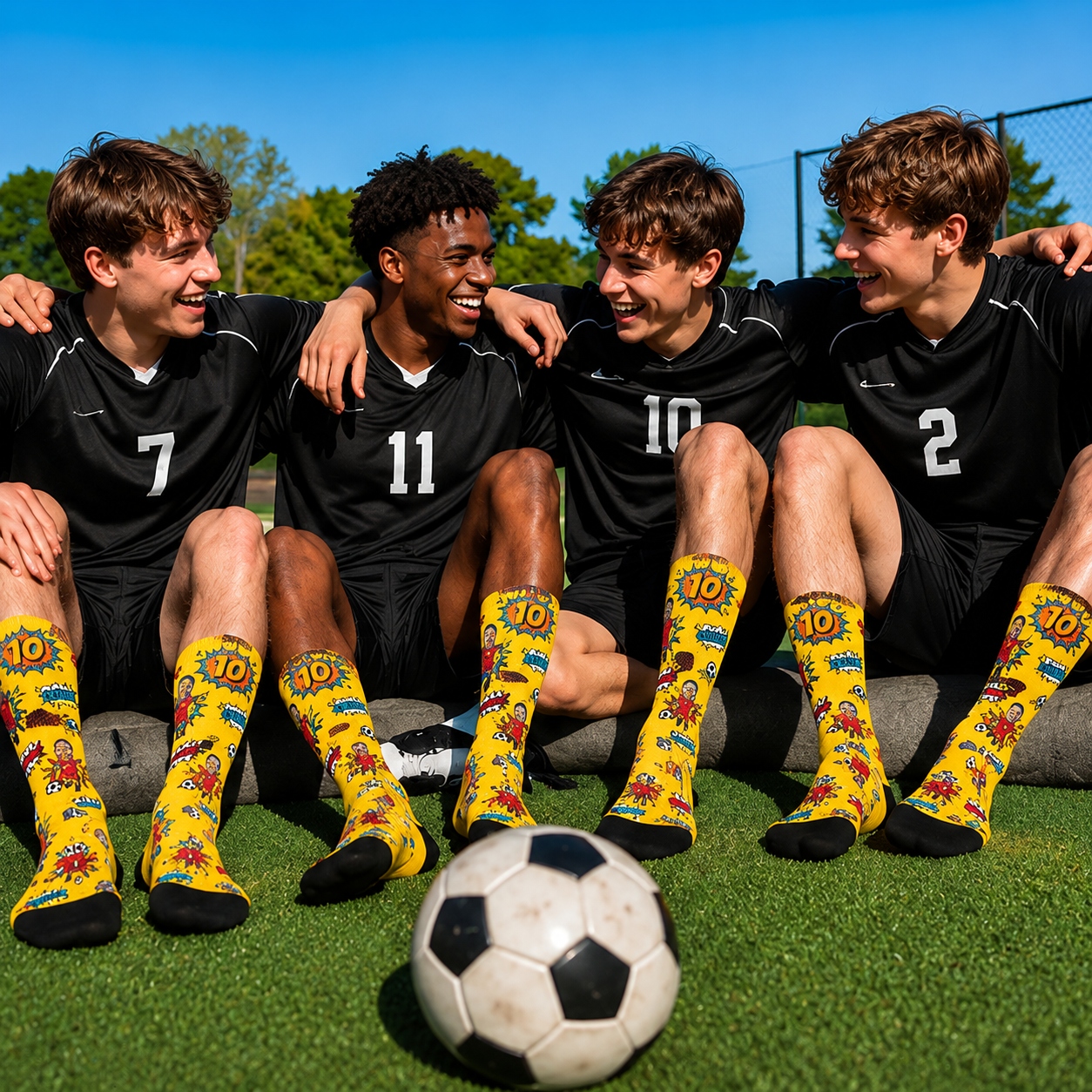 Personalized Face Soccer Socks Custom Photo and Number Soccer Crew Socks Sports Fan Gift