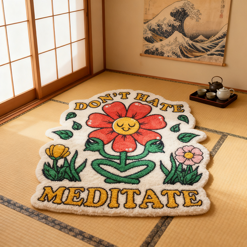 Personalized Yoga Rug Meditate Yoga Rug Unique Flower Design Soft Carpet for Meditation Yoga Spaces and Relaxation Perfect Home Decor Gift