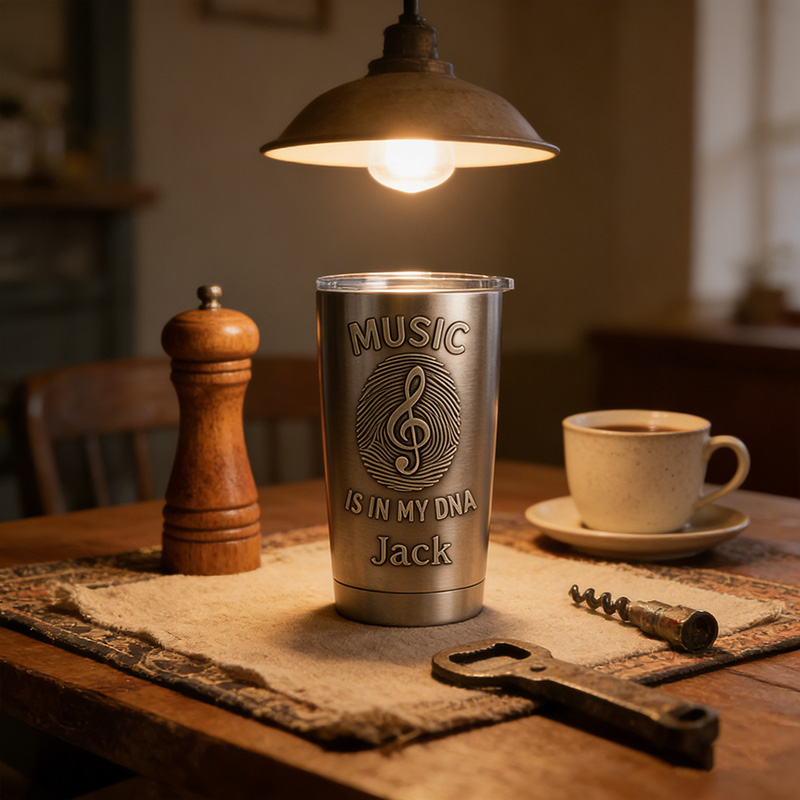 Personalized Music Fingerprint Stainless Steel Tumbler Custom Name and Text Gift for Band Members Music Lovers for Performances Birthdays Holiday Parties