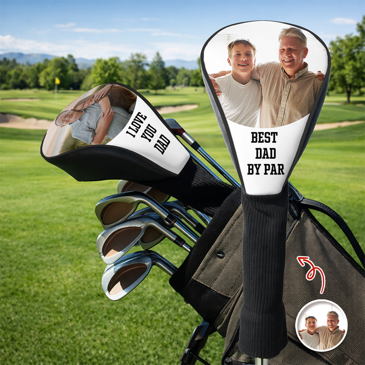 Personalized Photo Best Dad By Par Golf Club Head Cover Gift for Golf Lovers