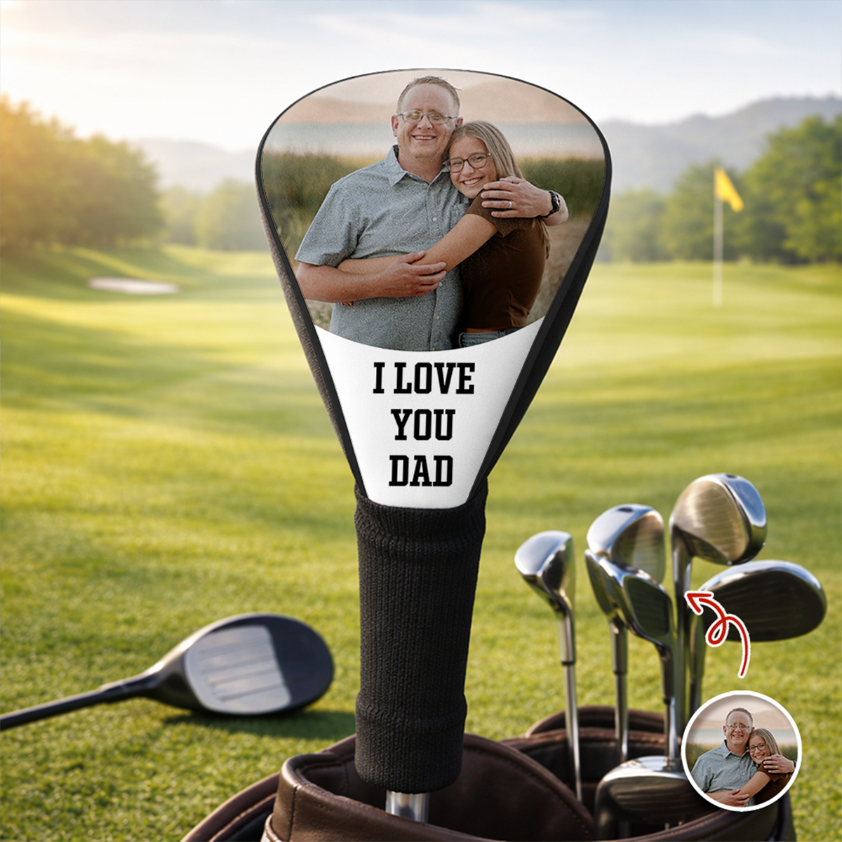 Personalized Photo Best Dad By Par Golf Club Head Cover Gift for Golf Lovers