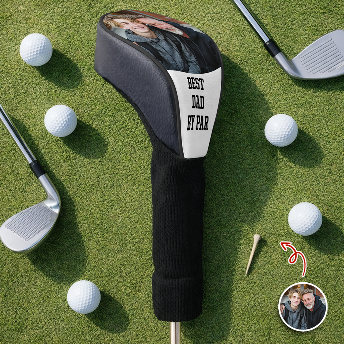 Personalized Photo Best Dad By Par Golf Club Head Cover Gift for Golf Lovers