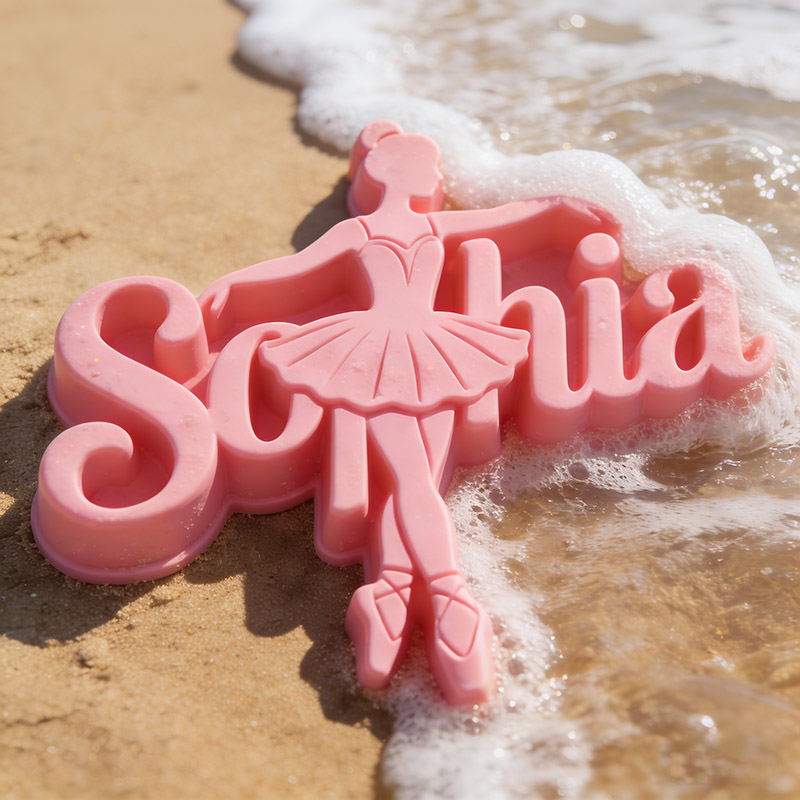 Personalized Multi-color Name 3D Printed Ballet Dancer Sand Mold 2-9 Letters Beach Vacation Essentials Play Birthday Gift for Family Kids
